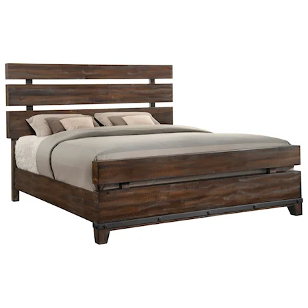 Queen Panel Bed with Metal Accents